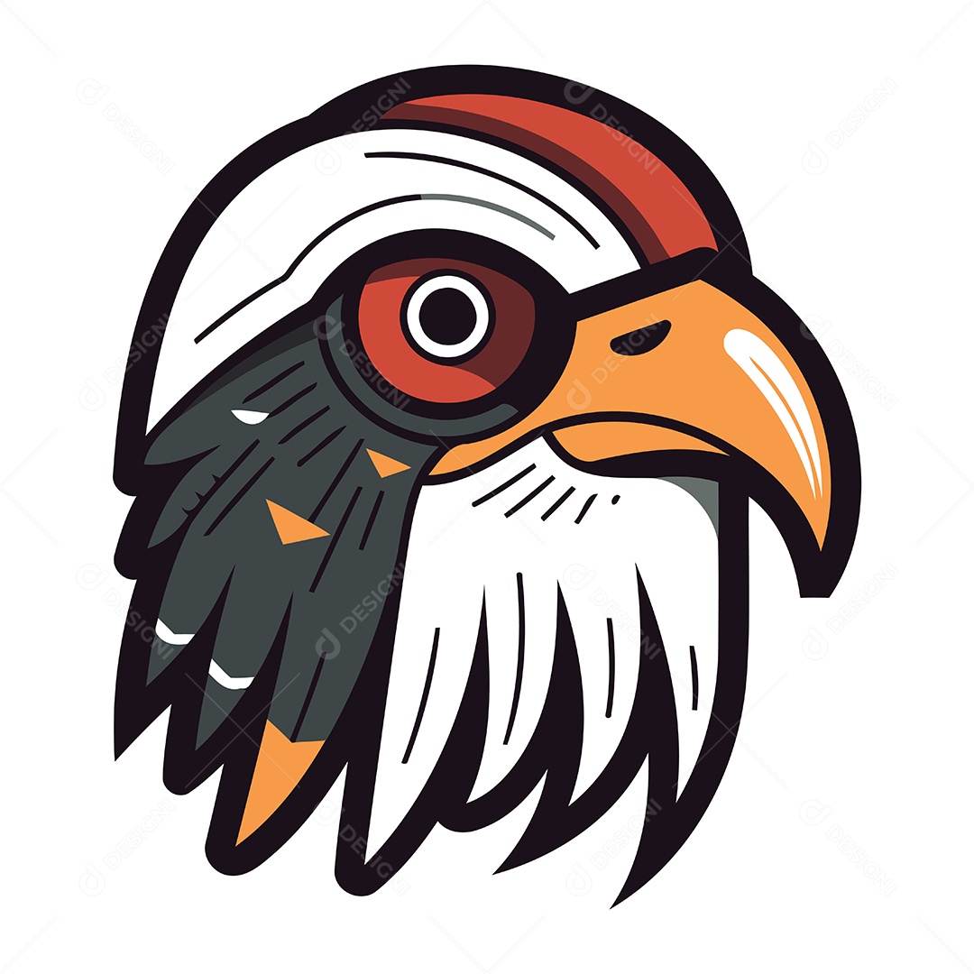 Cabeça de Águia Desenho Animado Ilustração Vetor EPS