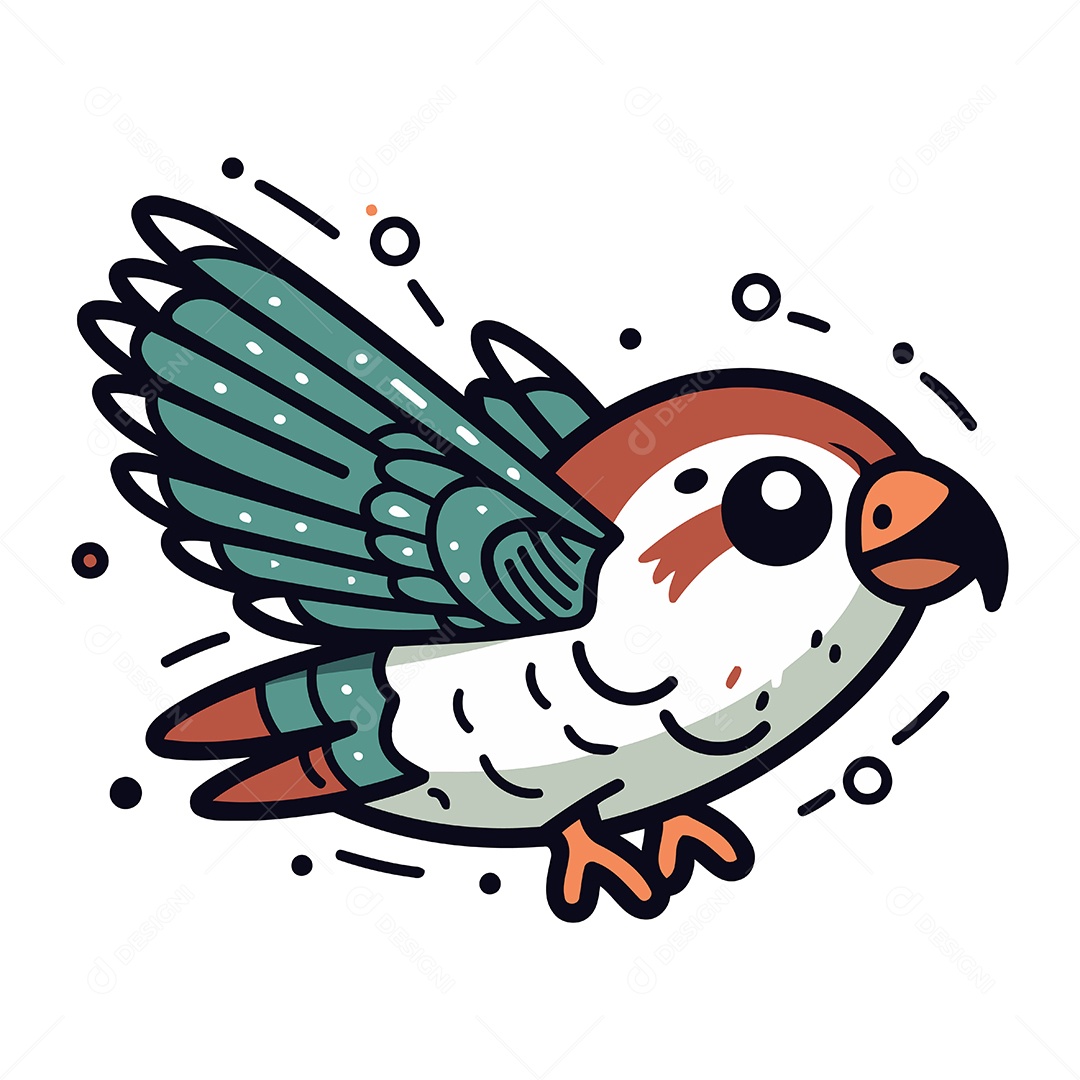 Pássaro Pardal de Desenho Animado Ilustração Vetor EPS