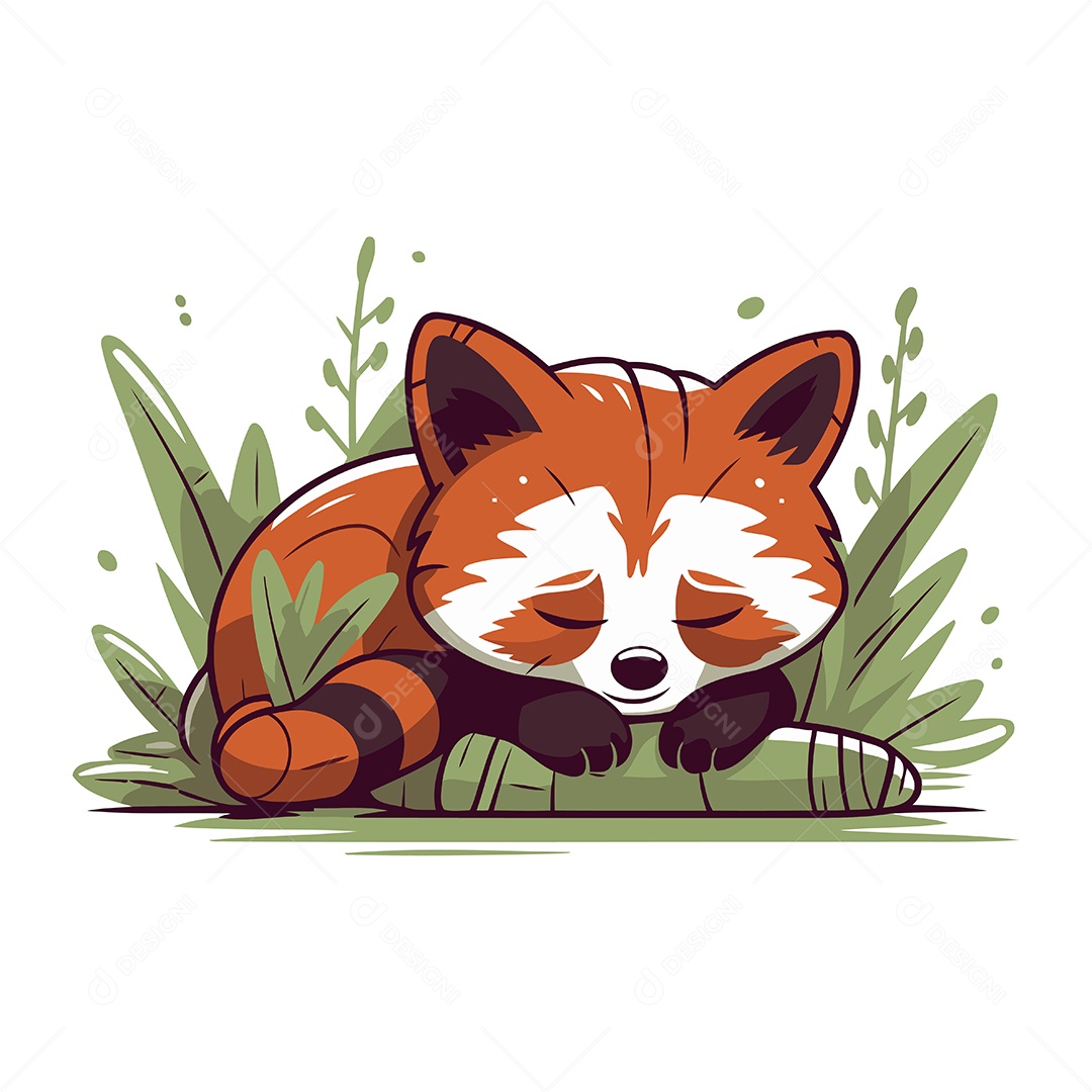 Panda Vermelho Fofo de Desenho Animado Ilustração Vetor EPS