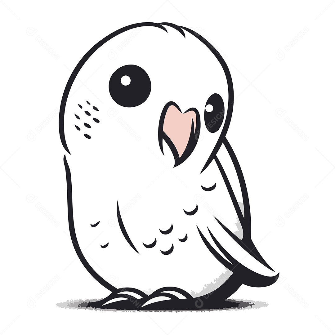 Coruja Branca de Desenho Animado Ilustração Vetor EPS