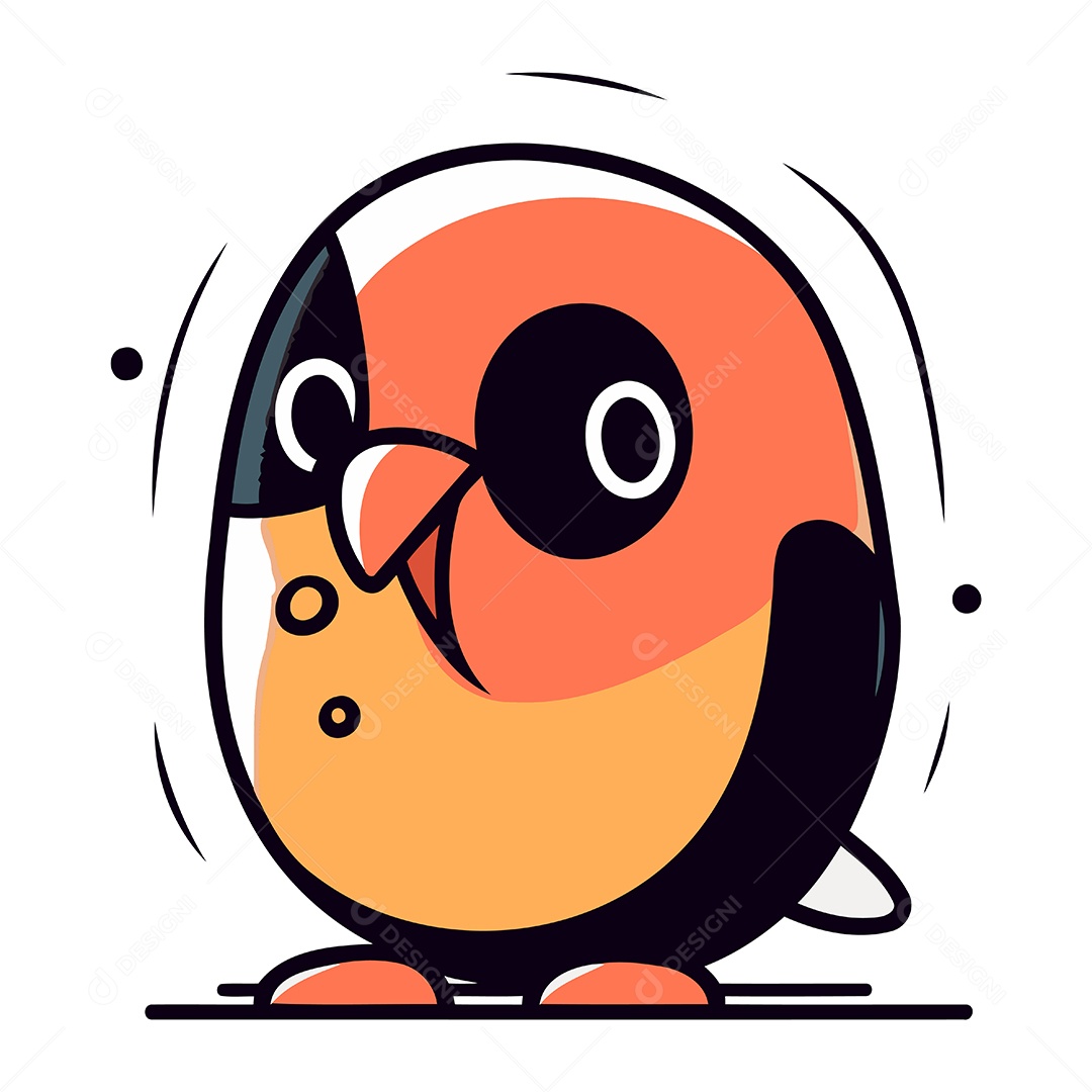 Pinguim Bonito de Desenho Animado Ilustração Vetor EPS