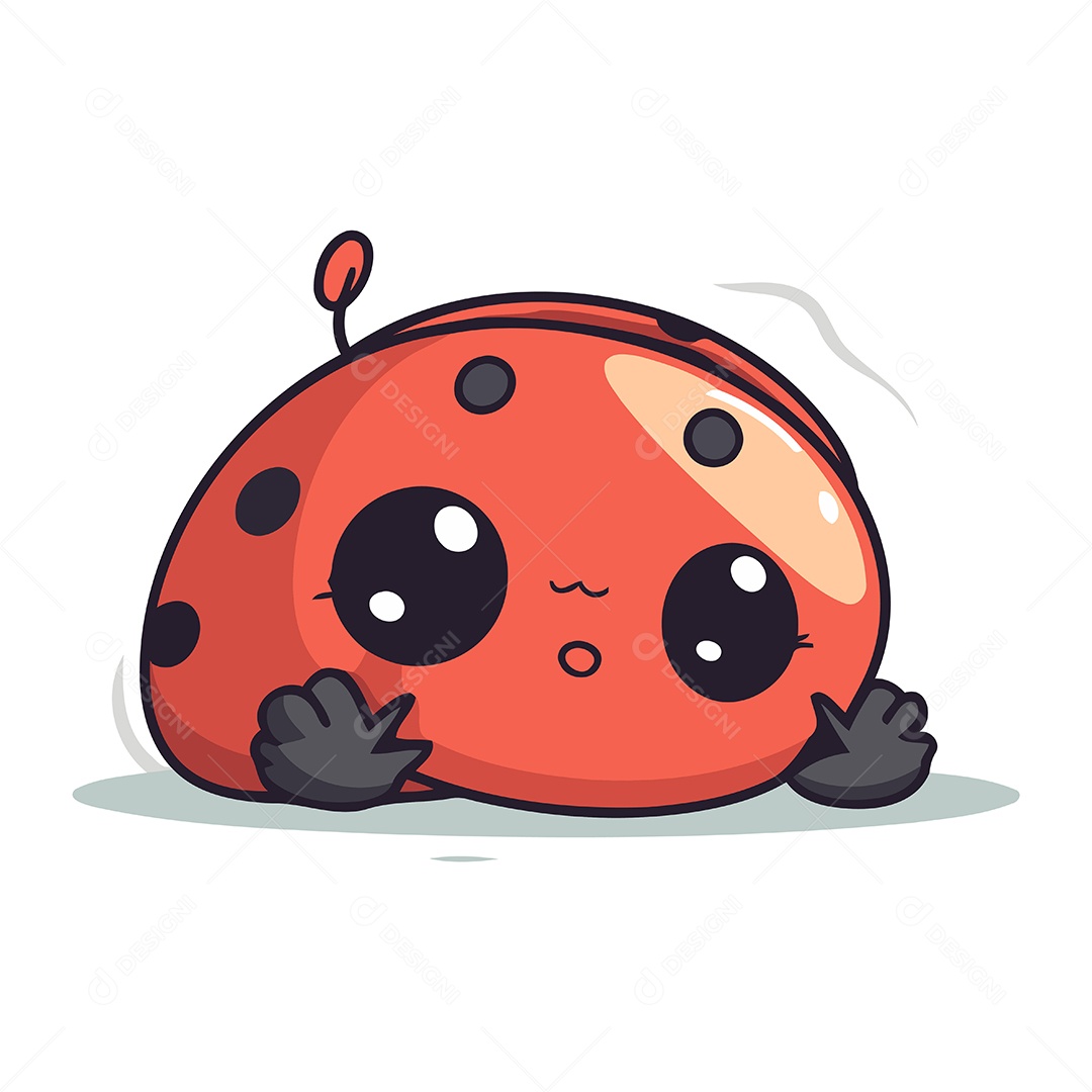 Joaninha Fofa de Desenho Animado Ilustração Vetor EPS