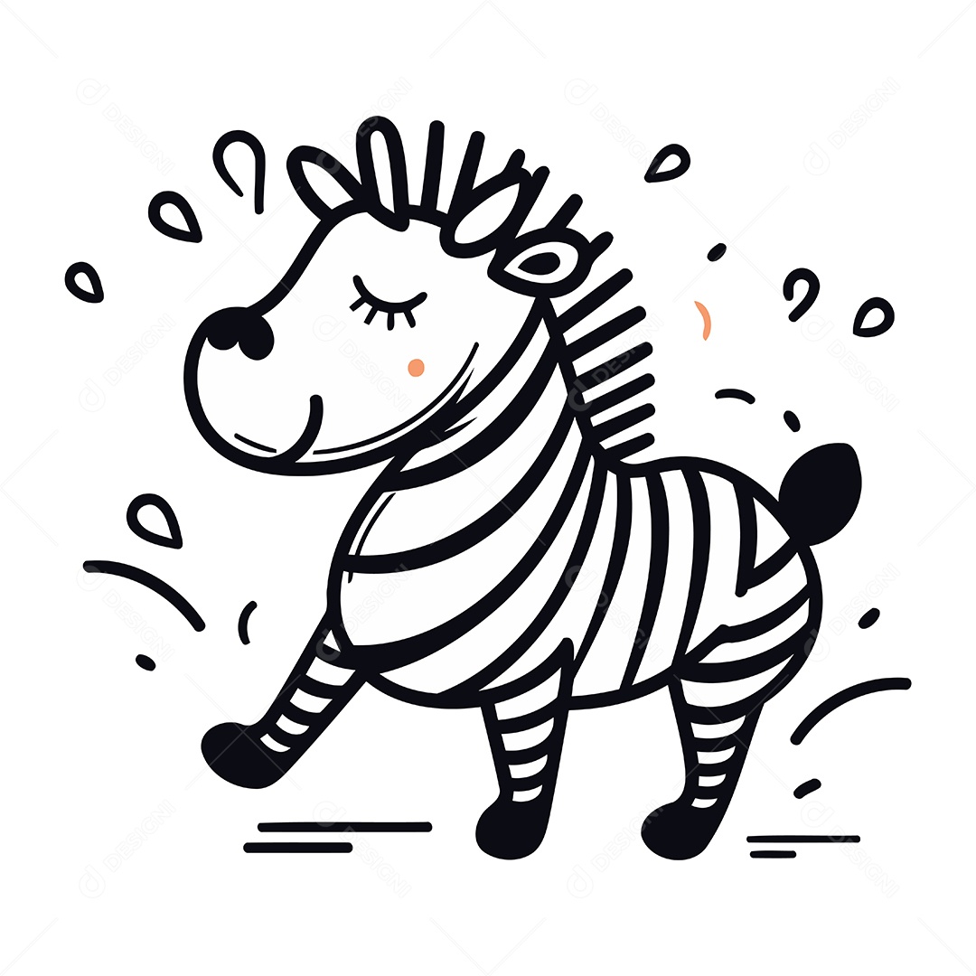 Zebra de Desenho Animado Ilustração Vetor EPS