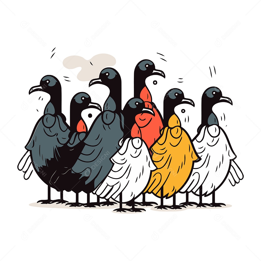 Pássaros de Desenho Animado Ilustração Vetor EPS