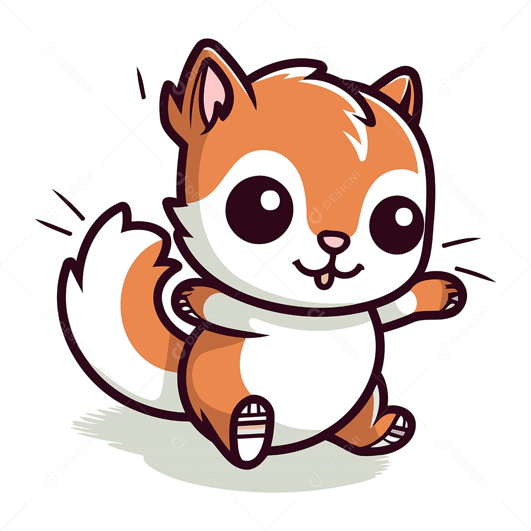 Esquilo Bonito de Desenho Animado Ilustração Vetor EPS