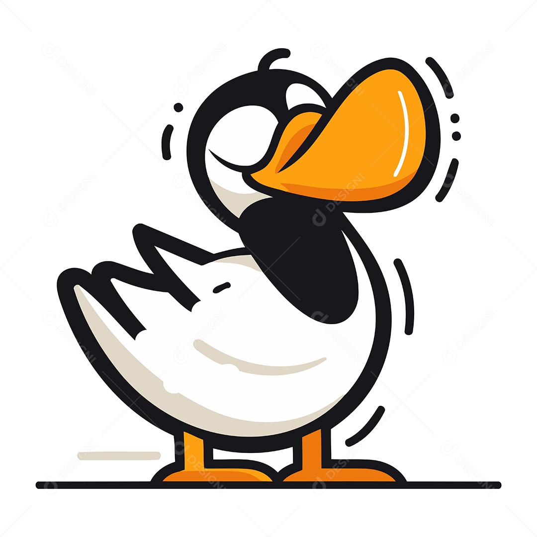 Papagaio do Mar de Desenho Animado Ilustração Vetor EPS