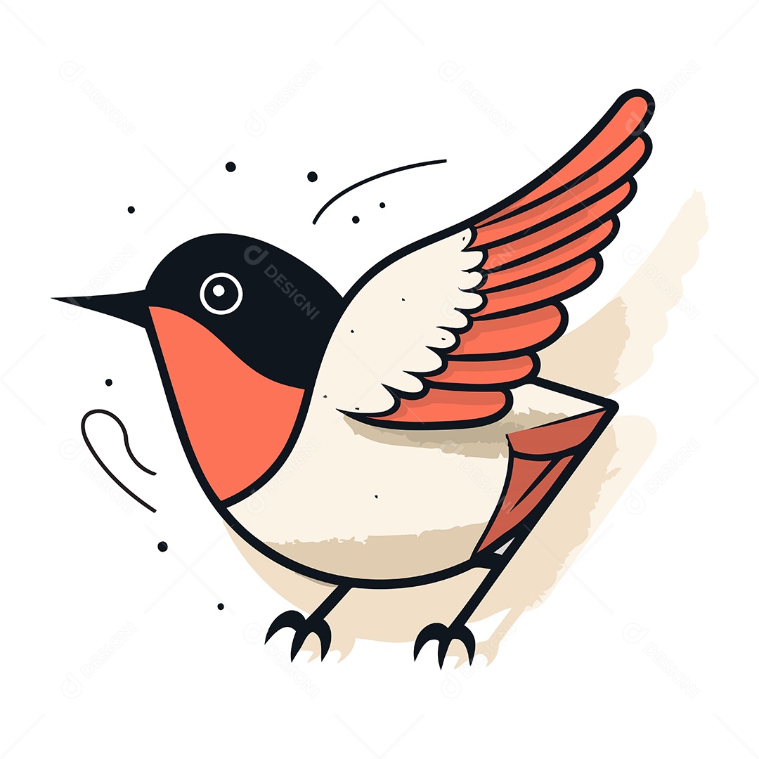 Passarinho Fofo de Desenho Animado Ilustração Vetor EPS