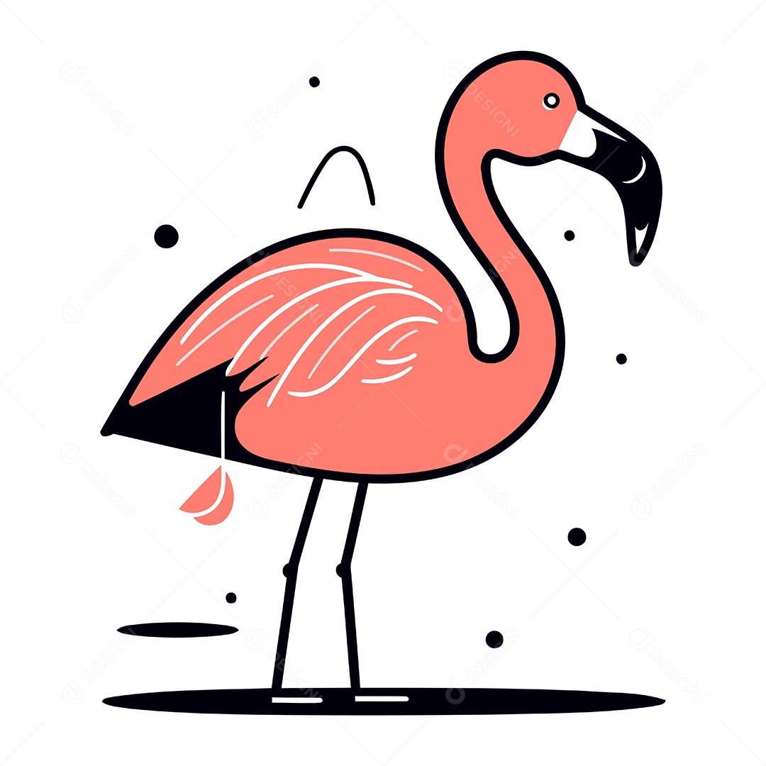 Flamingo de Desenho Animado Ilustração Vetor EPS