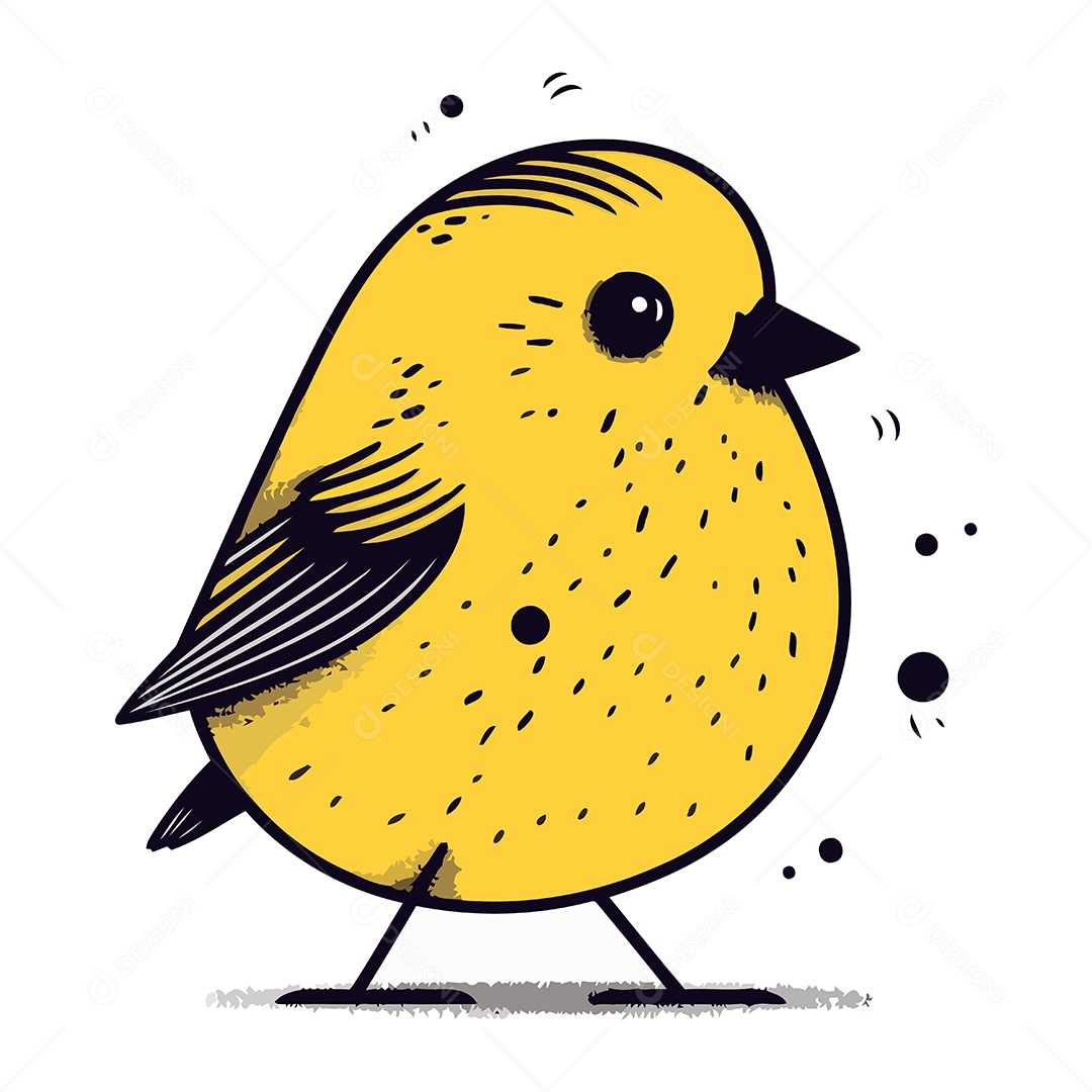 Pássaro Amarelo de Desenho Animado Ilustração Vetor EPS