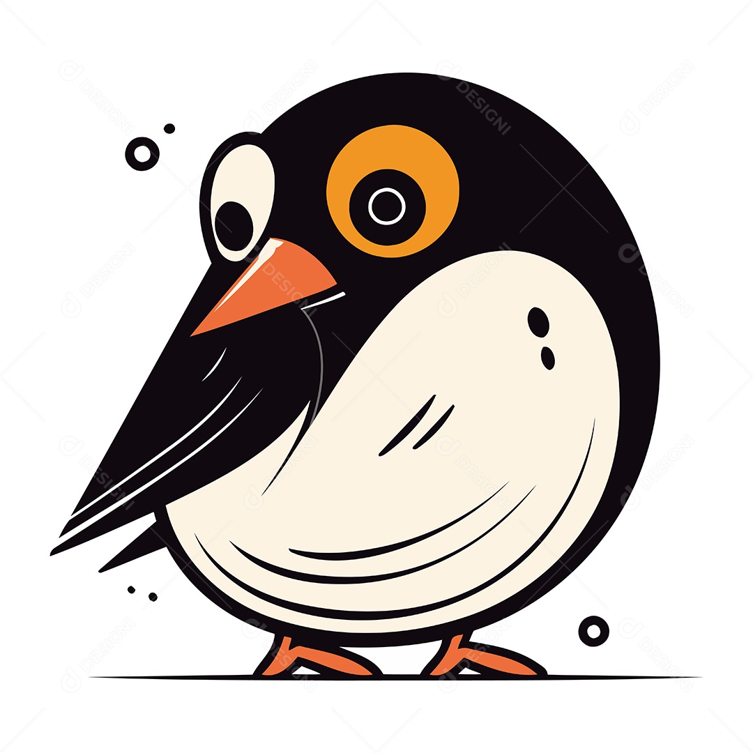 Pinguim Bonito de Desenho Animado Ilustração Vetor EPS