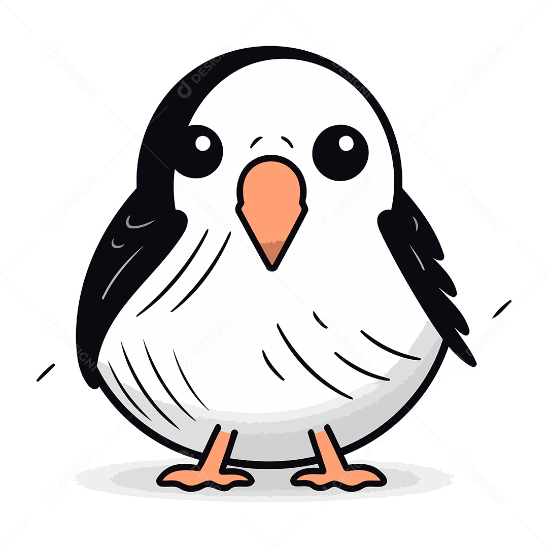 Pinguim Bonito de Desenho Animado Ilustração Vetor EPS