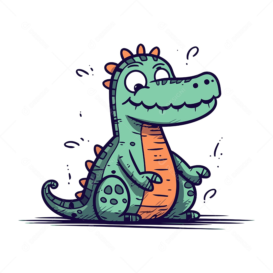 Crocodilo Bonito de Desenho Animado Ilustração Vetor EPS