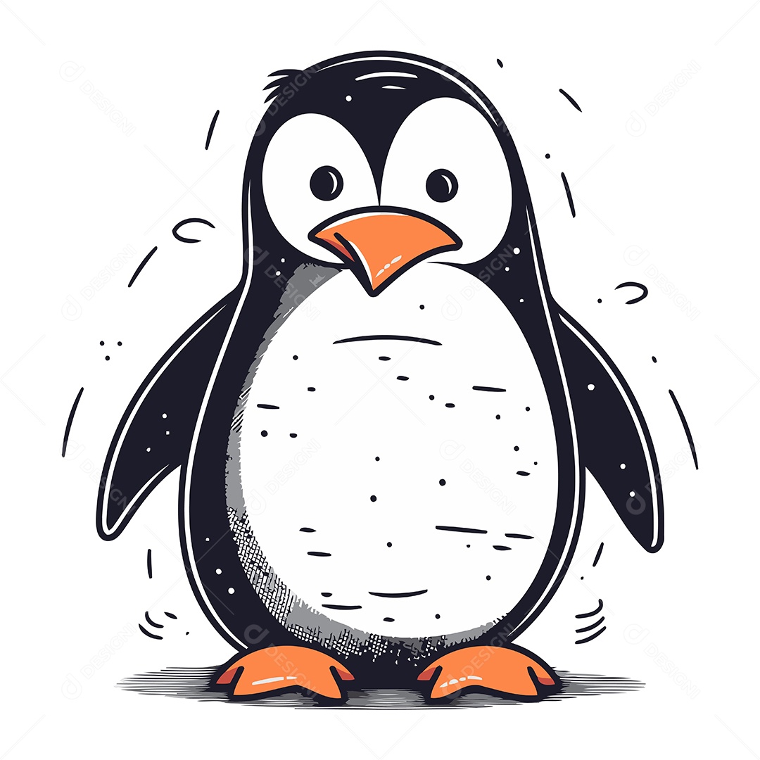 Pinguim de Desenho Animado Ilustração Vetor EPS