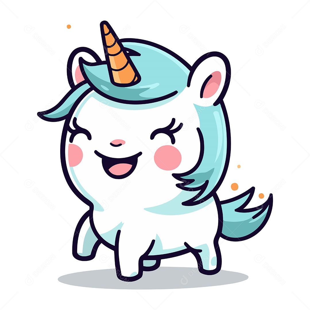 Unicórnio Fofo de Desenho Animado Ilustração Vetor EPS