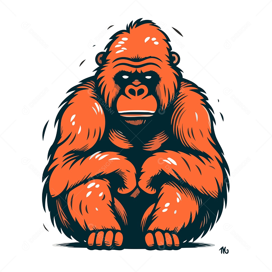 Gorila Sentado no Chão de Desenho Animado Ilustração Vetor EPS