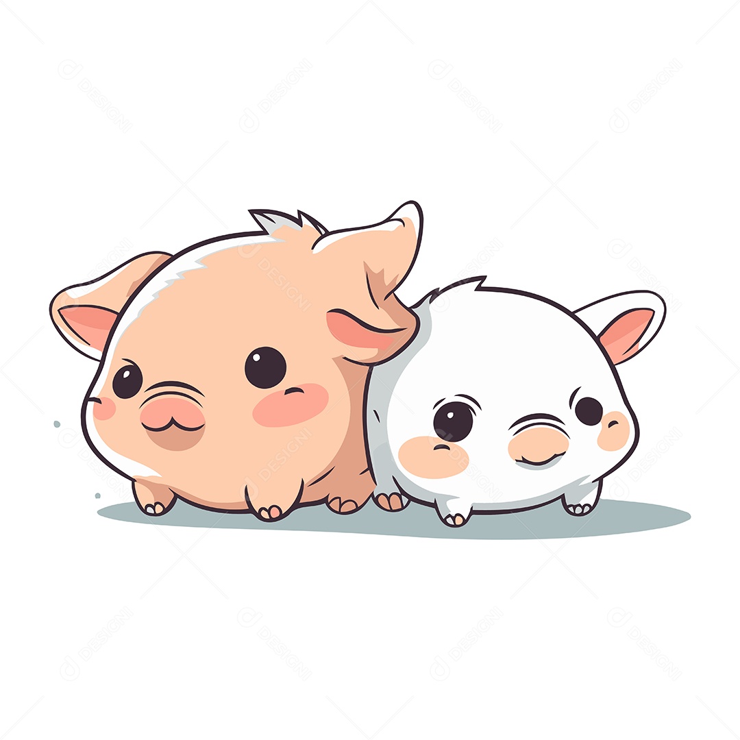 Porcos Bonito de Desenho Animado Ilustração Vetor EPS