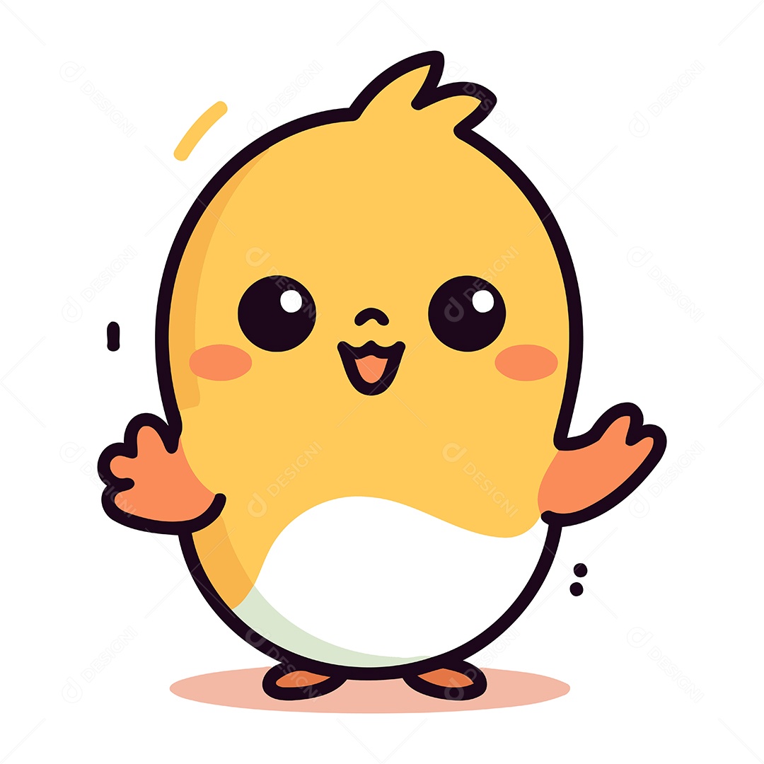 Pintinho Amarelo de Desenho Animado Ilustração Vetor EPS