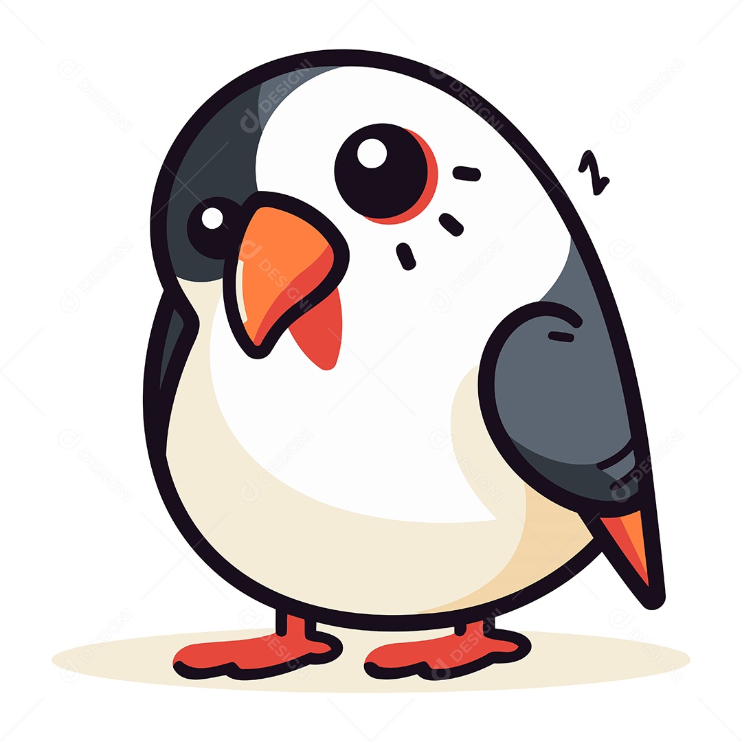 Pinguim Bonito de Desenho Animado Ilustração Vetor EPS