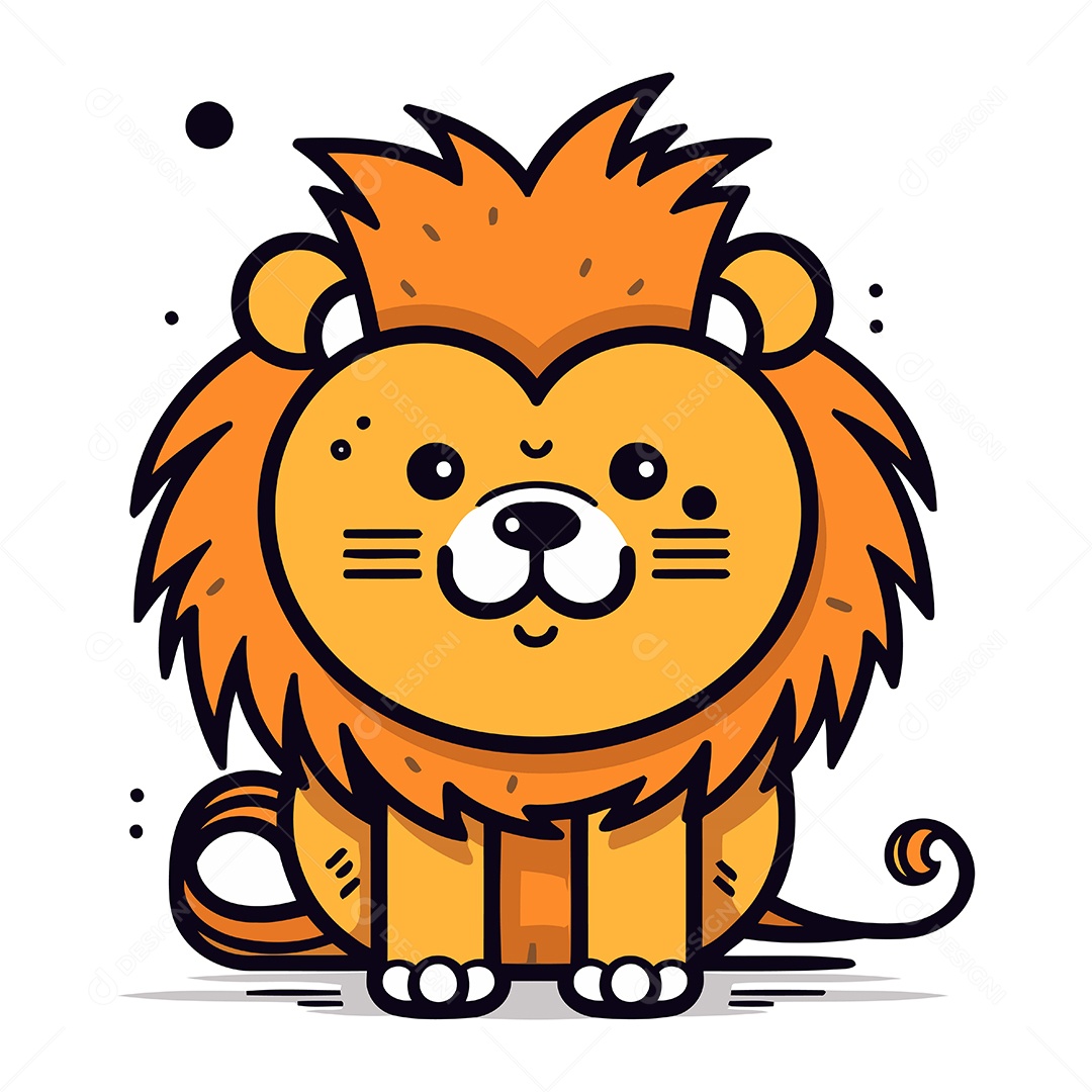 Leão de Desenho Animado Fofo Ilustração Vetor EPS