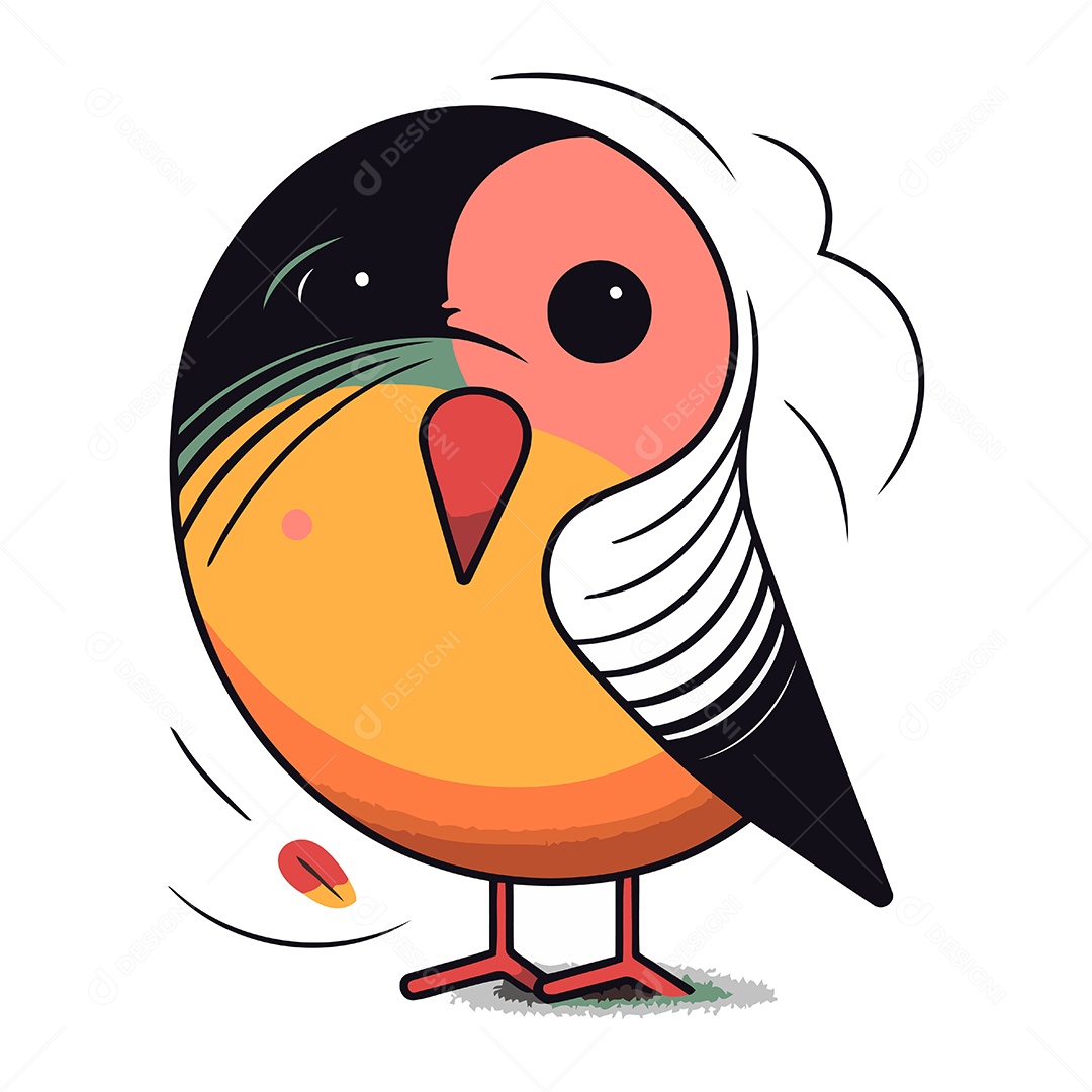 Passarinho Fofo de Desenho Animado Ilustração Vetor EPS