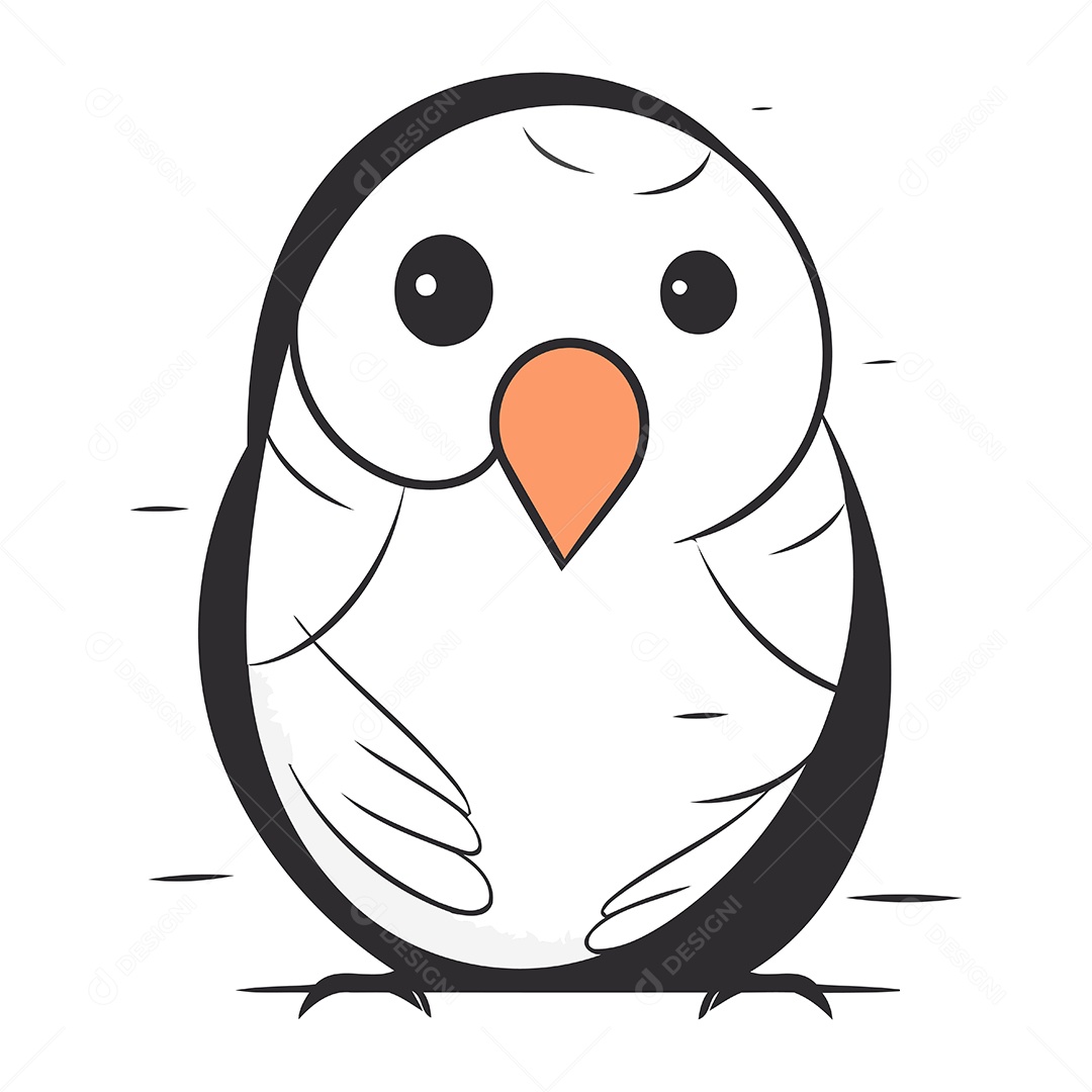 Pinguim Bonito de Desenho Animado Ilustração Vetor EPS