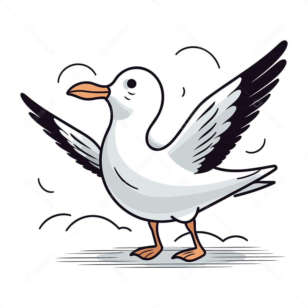 Gaivota de Desenho Animado Ilustração Vetor EPS