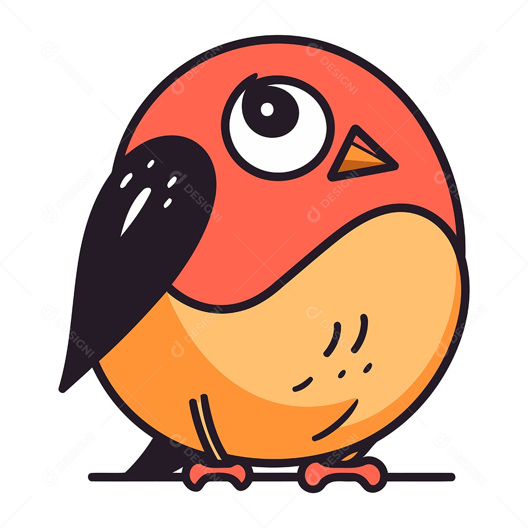 Lindo Passarinho de Desenho Animado Ilustração Vetor EPS