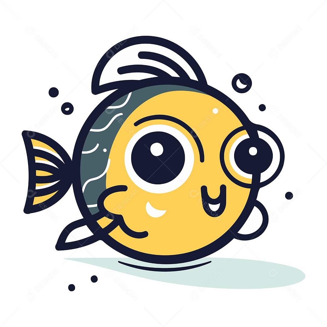 Peixe Bonito de Desenho Animado Ilustração Vetor EPS