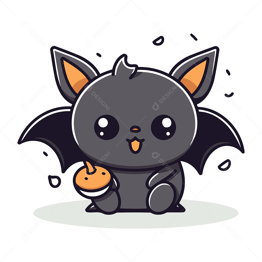 Morcego Bonitinho de Desenho Animado Ilustração Vetor EPS