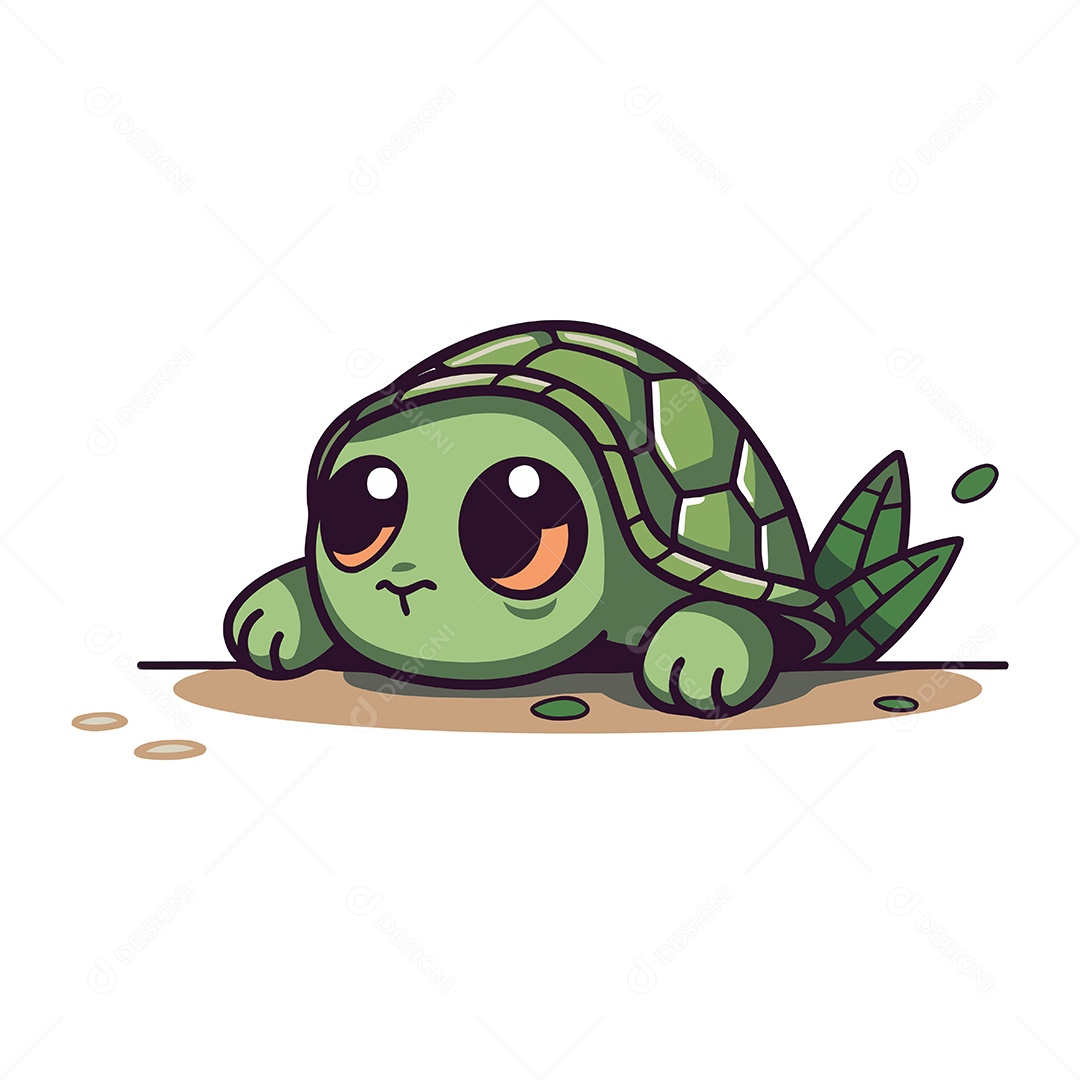 Tartaruga de Desenho Animado Fofa Ilustração Vetor EPS