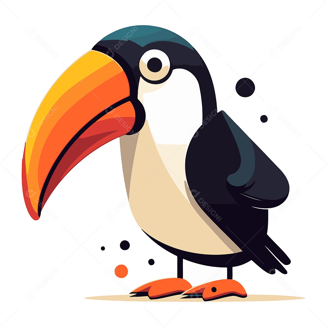 Pássaro Tucano de Desenho Animado Ilustração Vetor EPS