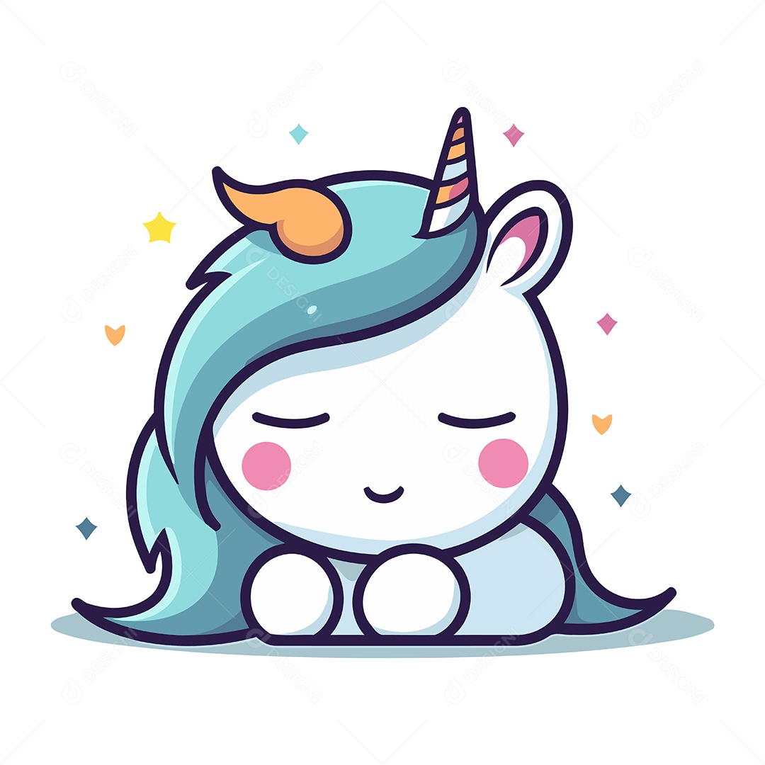 Unicórnio Bonito de Desenho Animado Ilustração Vetor EPS