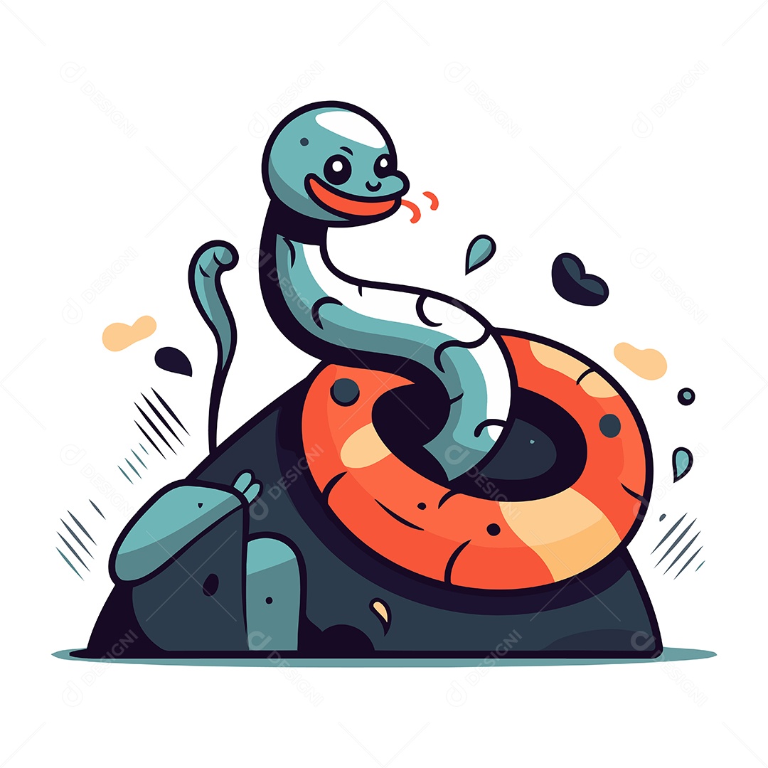 Cobra de Desenho Animado na Pedra Ilustração Vetor EPS