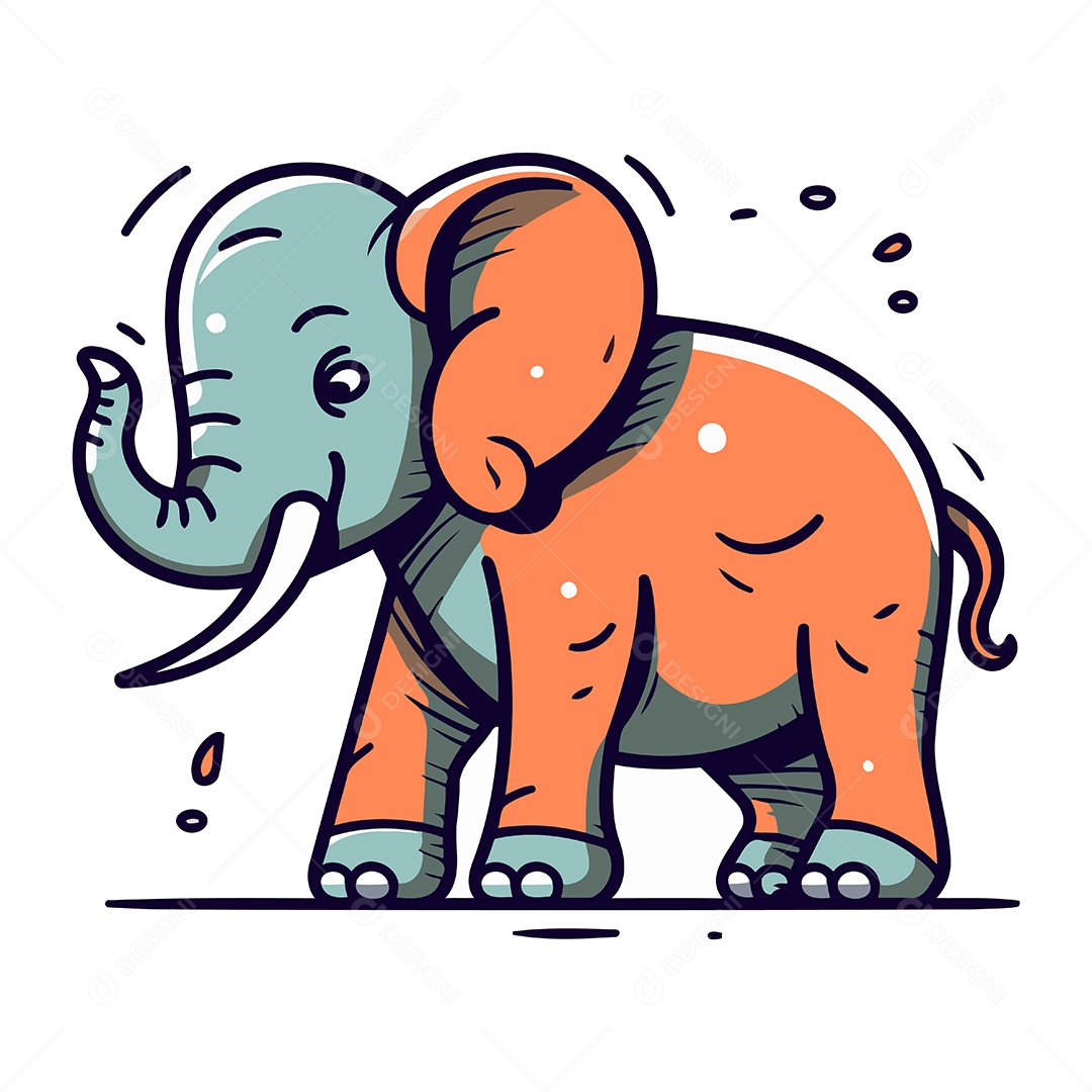 Elefante de Desenho Animado Ilustração Vetor EPS