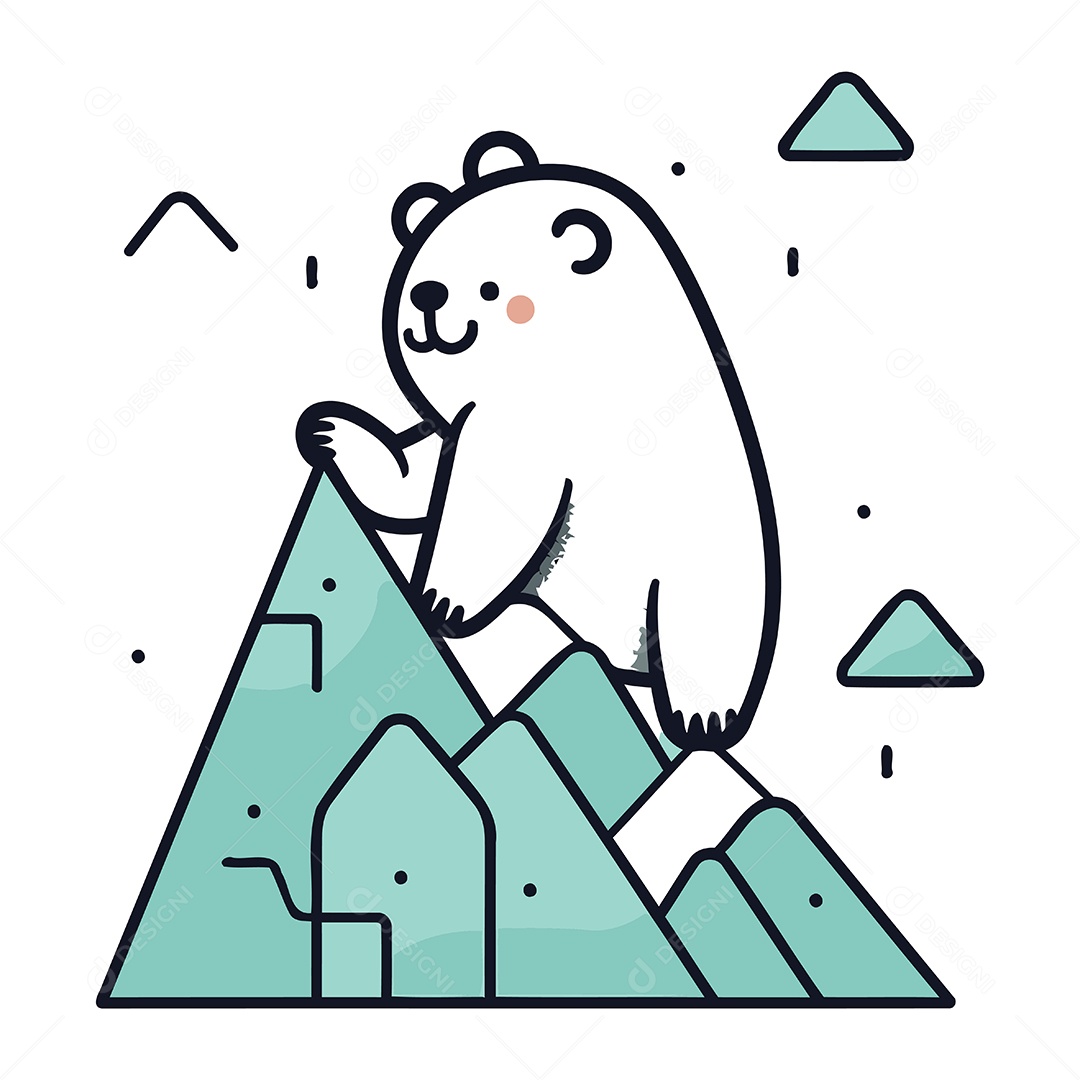Urso Polar Fofo de Desenho Animado Ilustração Vetor EPS