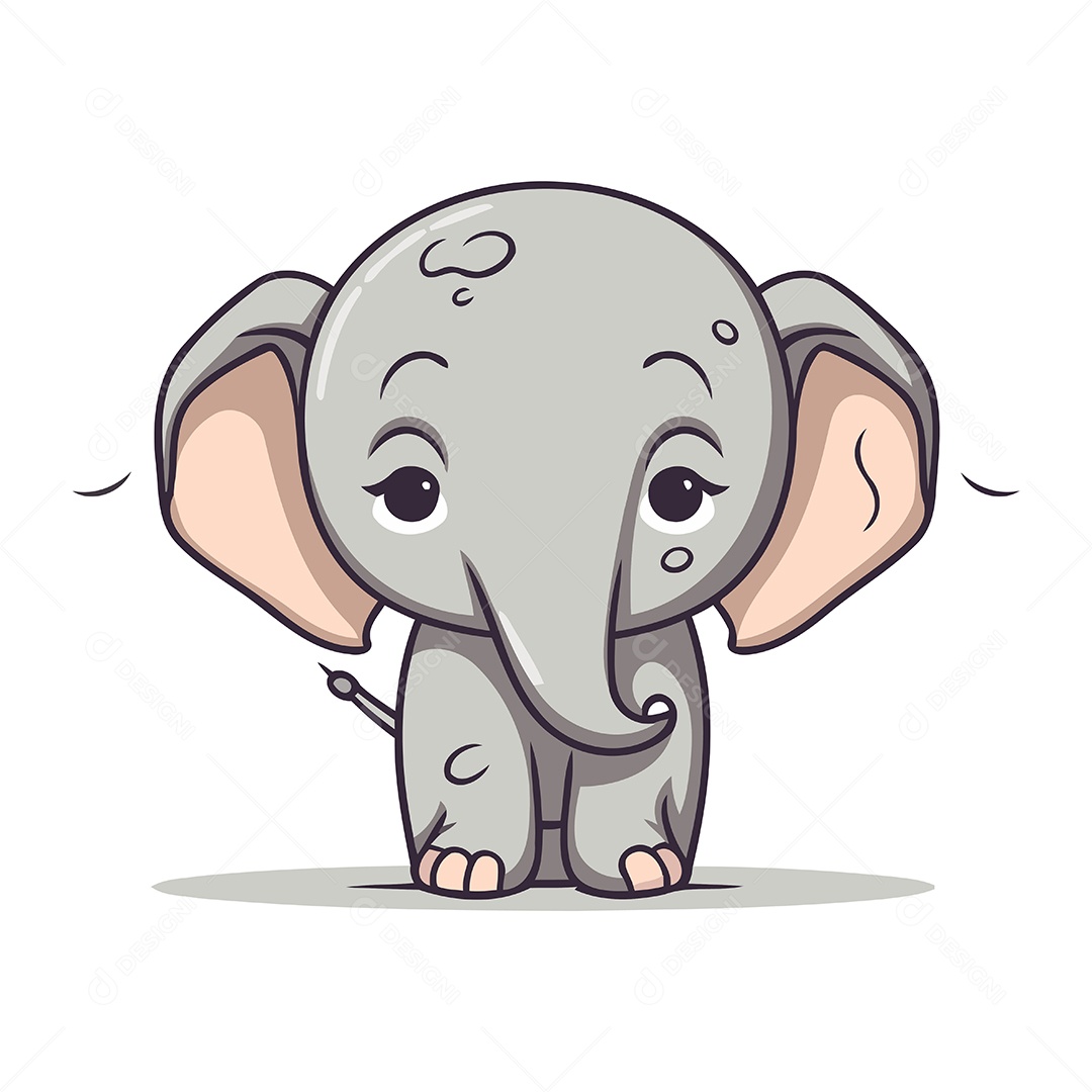 Elefante Fofo de Desenho Animado Ilustração Vetor EPS