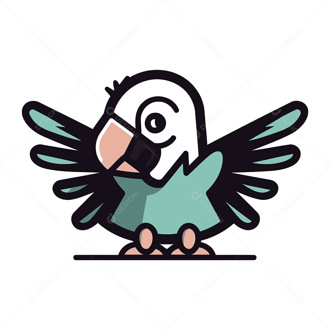 Papagaio Fofo de Desenho Animado Ilustração Vetor EPS