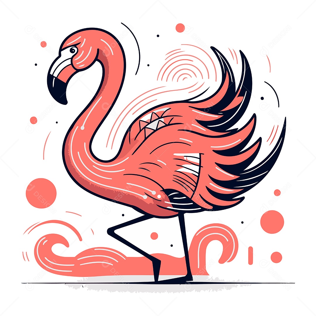 Flamingo de Desenho Animado Ilustração Vetor EPS