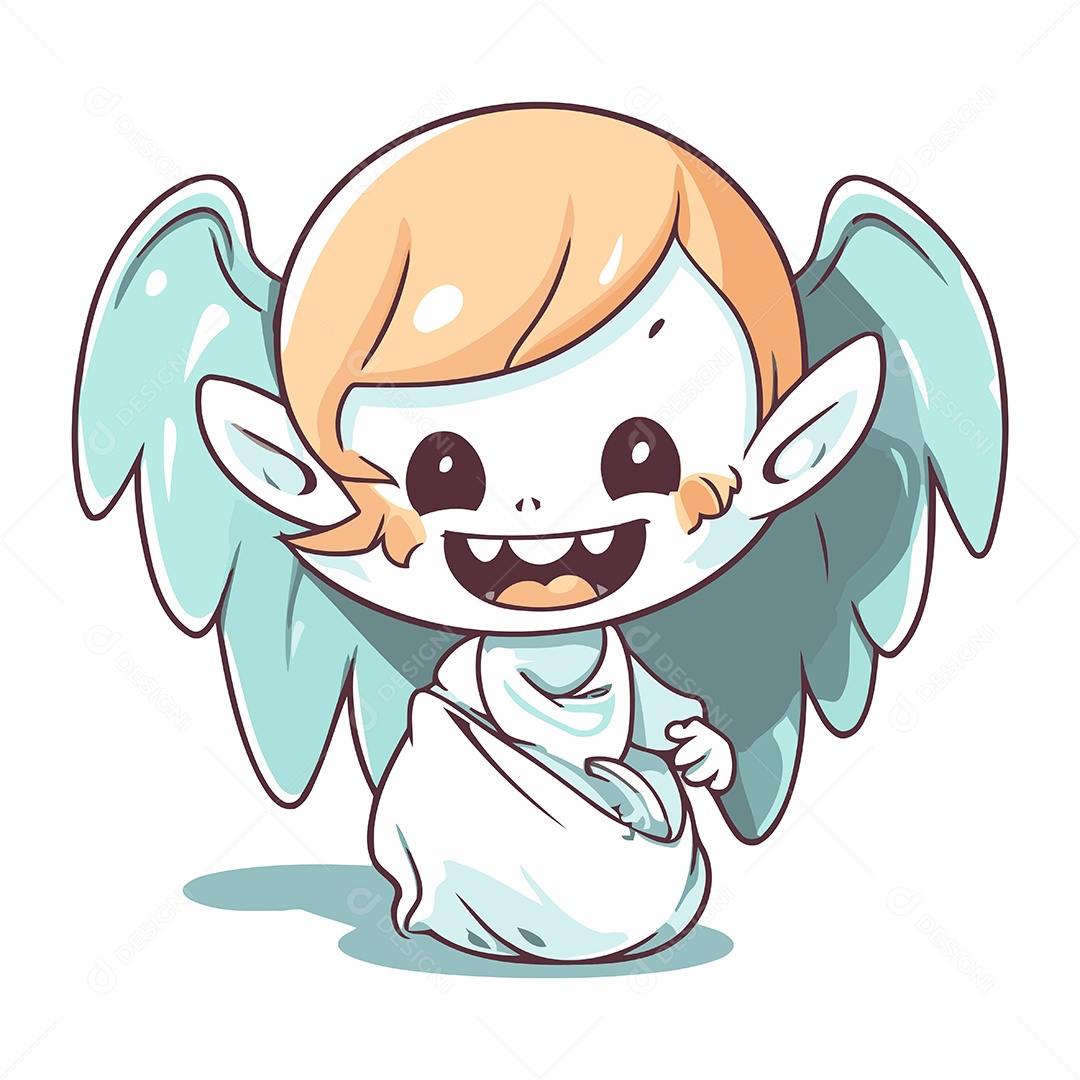 Anjo Bonito de Desenho Animado Ilustração Vetor EPS