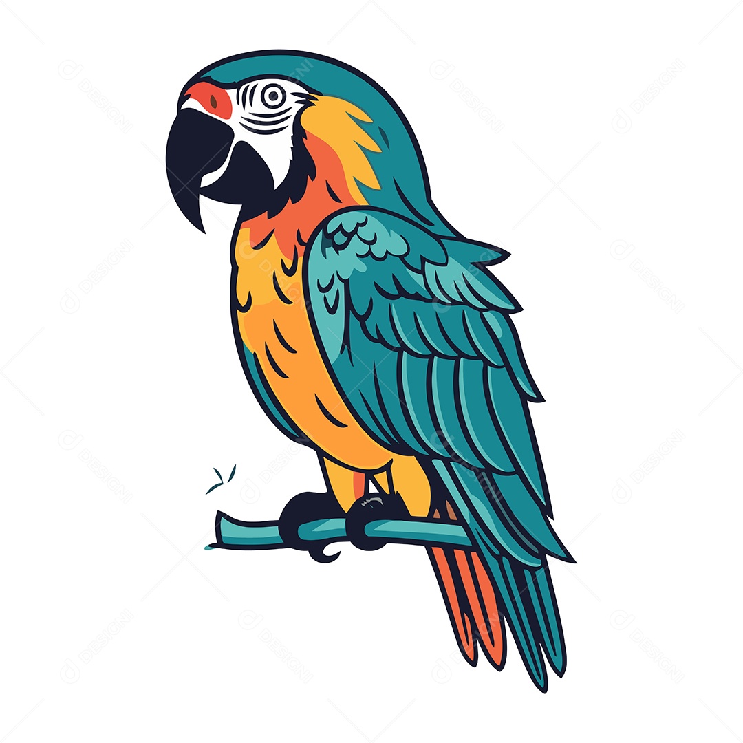 Papagaio Arara de Desenho Animado Ilustração Vetor EPS