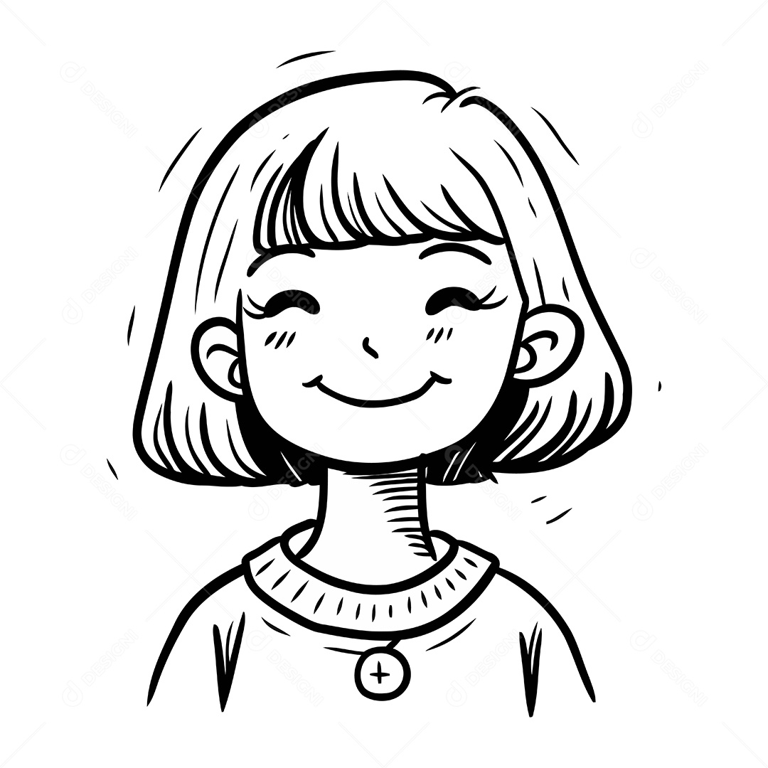 Menina Feliz de Desenho Animado Ilustração Vetor EPS