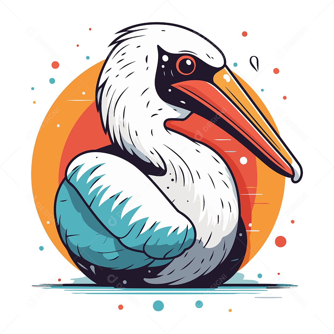Pelicano de Desenho Animado Ilustração Vetor EPS
