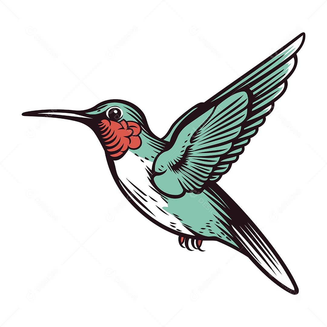 Beija Flor de Desenho Animado Ilustração Vetor EPS