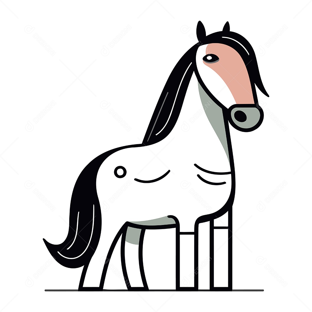 Cavalo de Desenho Animado Ilustração Vetor EPS