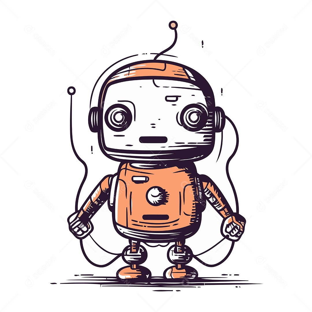 Robô de Desenho Animado Ilustração Vetor EPS