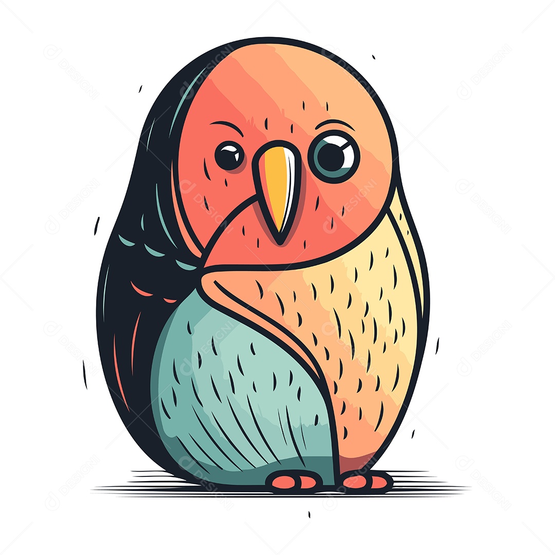 Pinguim Bonito de Desenho Animado Ilustração Vetor EPS