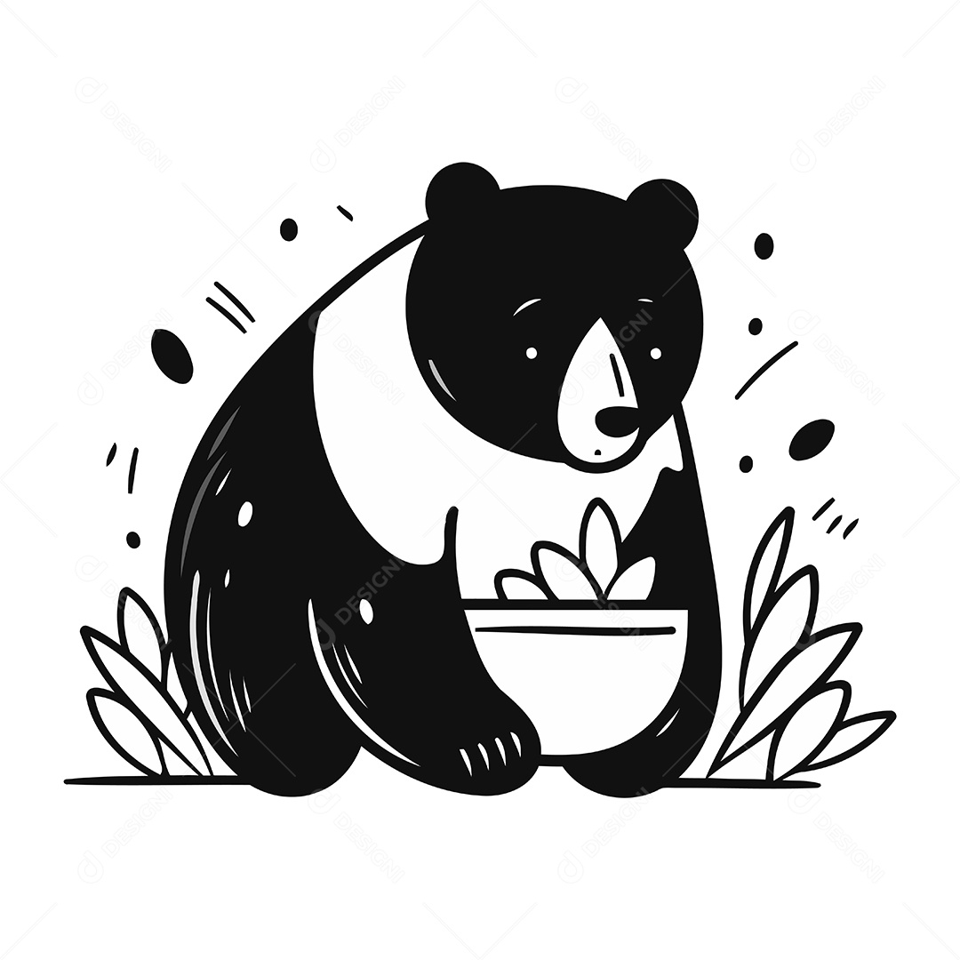 Urso Fofo de Desenho Animado Ilustração Vetor EPS