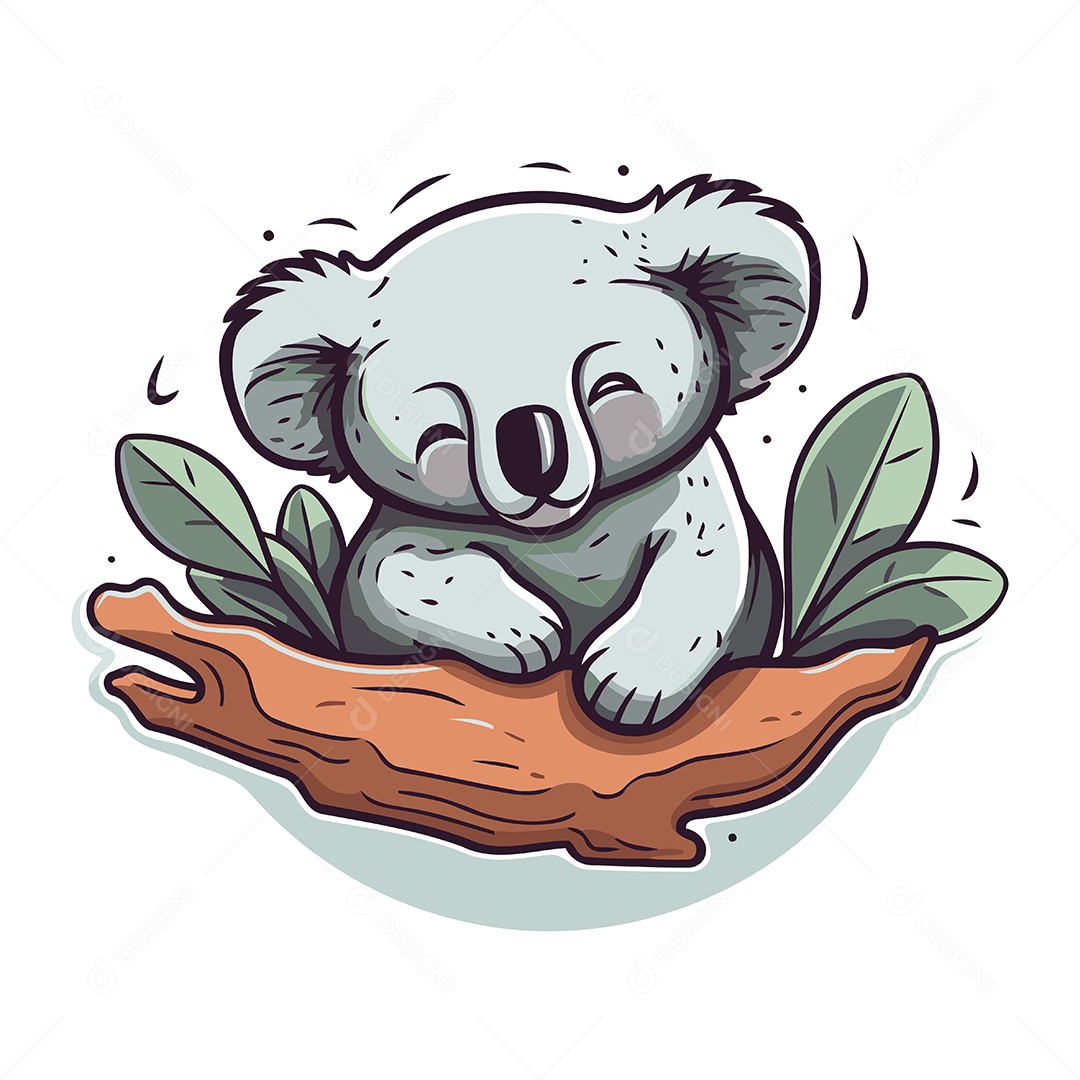 Coala Fofo de Desenho Animado Ilustração Vetor EPS