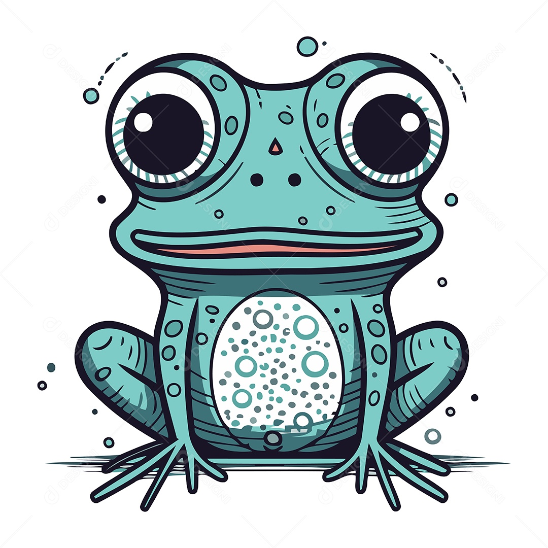 Sapo Fofo de Desenho Animado Ilustração Vetor EPS