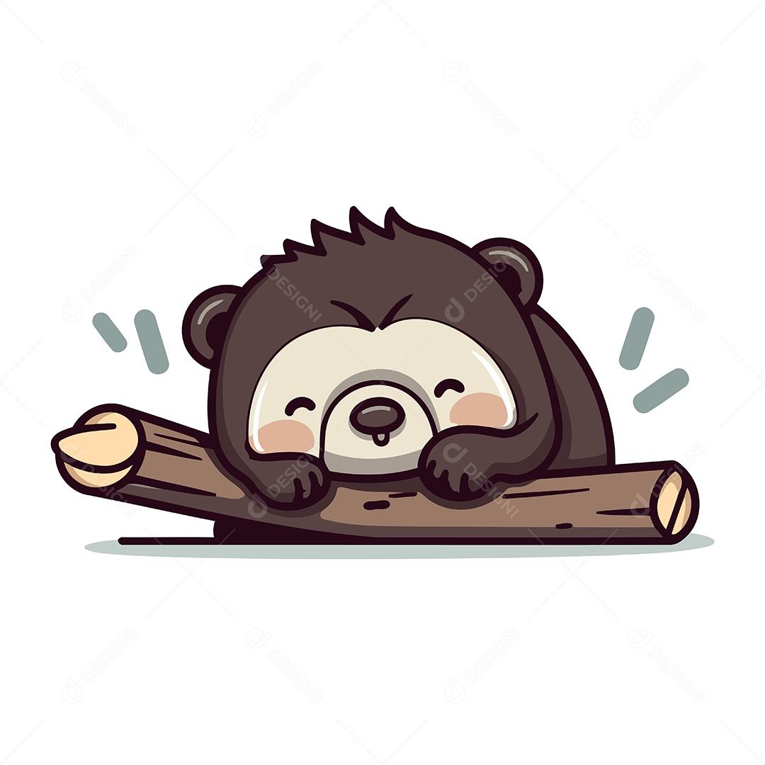 Hamster Fofo Dormindo em um Tronco Ilustração Vetor EPS